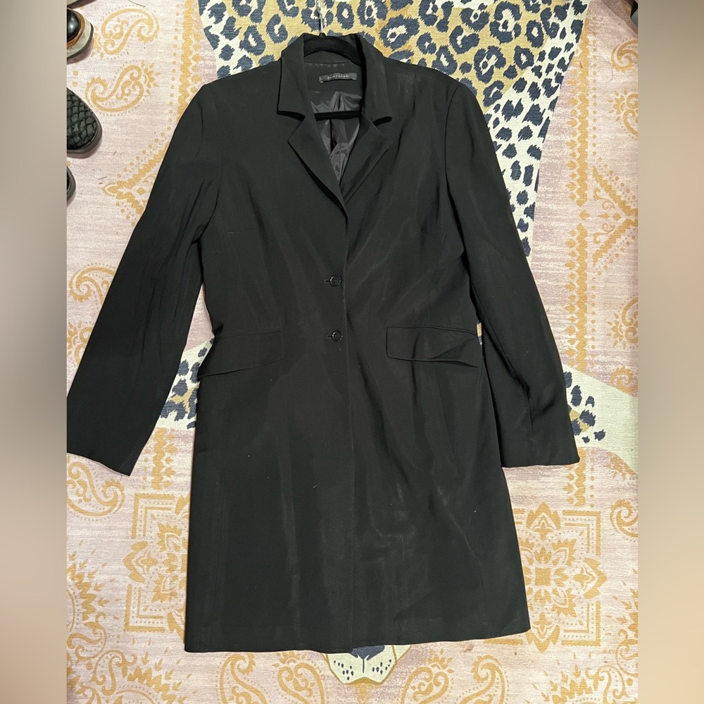 Tahari Classic Black 2 button long Women's Coat M/L